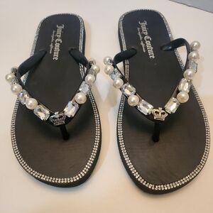Juicy Couture Black Crystal Embellished Sandals